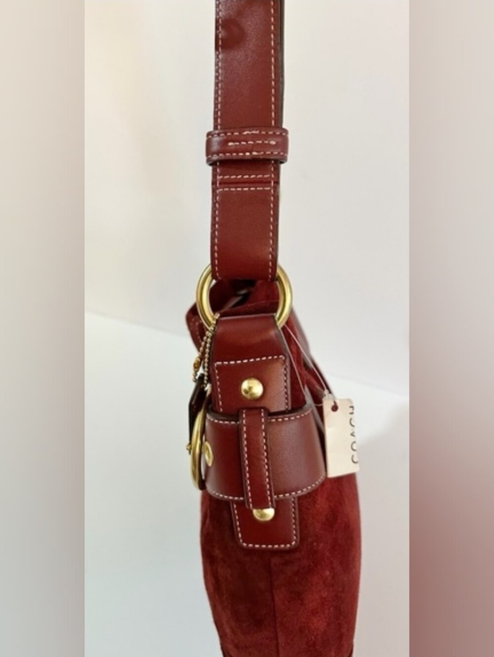 Coach Vintage (2006) Red/Burgundy Suede Soho Buckle Shoulder Crossbody NWT - Picture 13 of 15
